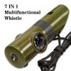 ABS 7 In 1 Multifunctional Survival Whistle With LED Light; Compass; Thermometer; Magnifying Glass; Mirror; Suitable For Camping; Hiking; Outdoor Ess