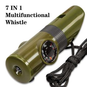 ABS 7 In 1 Multifunctional Survival Whistle With LED Light; Compass; Thermometer; Magnifying Glass; Mirror; Suitable For Camping; Hiking; Outdoor Ess