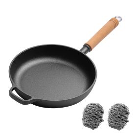 WANGYUANJI 11.8"Cast Iron Frying Pan, Non-stick Pan, Uncoated Pancake Skillet, Steak Frying Pan, with Wooden Handle, Household For All Stove, Free St