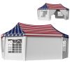 22.3 x 16.4 ft Heavy Duty Party Tent, Outdoot Canopy Tent with 2 Doors and 6 Windows, American Flag