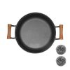 WANGYUANJI 13"Pancake Griddle with Wooden Handle, Cast Iron Skillet, Uncoated Pan for Home, Thickened Non-Stick Skillet, Multi-Purpose Skillet with W