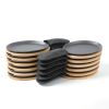 HAWOK Cast Iron Fajita Plate Sizzler Pan Set with Bamboo Tray and Handle Holder, Set of 12, Pre-seasoned Cast Iron Skillet with Bamboo Base and Handl