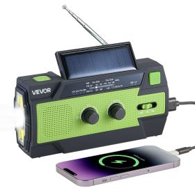 VEVOR Emergency Weather Radio, 4000mAh Battery, FM/AM/WB/NOAA Alert Solar Hand Crank Emergency Radio, with USB Charging Cable, SOS Alarm and Flashlig