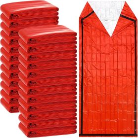 24 Pack Emergency Sleeping Bag Survival Bivy Sack Blanket Lightweight Portable Thermal Survival Bag Thick Tent for Camping Hiking Outdoor Adventure A