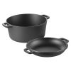 VEVOR Cast Iron Dutch Oven, 2-in-1 Pre-Seasoned Pot with Skillet Lid, 5QT Cookware Pan with Proofing Basket, Bread Baking Accessories, Bread-Oven Com