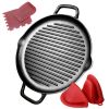 Cast Iron Grill Pan 12.6 inch Pre-Seasoned Cast Iron Griddle Pan Dual Handles Cast Iron Skillets for BBQ Round Cast Iron Griddle for any Stove Top an