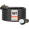 VEVOR 50 Amp Generator Cord and Power Inlet Box Kit, 15FT, NEMA 14-50P/SS2-50R STW 6/3+8/1 AWG Generator Power Cord with Twist Lock Connector, Pre-Dr