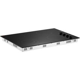 VEVOR Electric Cooktop, 30 inch 4 Burners Built-in Electric Stove Top, 7200W Ceramic Top Radiant Cooktop, with Glass Panel, Knob Control, 11 Heat Lev