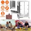 Foldable Camping Wood Burning Stove with Grill, Camp Stove Collapsible Backpacking Survival Stove Stainless Steel Campfire Stove for Outdoor Cooking