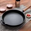 WANGYUANJI 9.8"Cast Iron Frying Pan, Non-stick Pan, Uncoated Pancake Skillet, Steak Frying Pan, with Wooden Handle, Household For All Stove, Free Ste