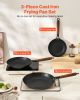 VEVOR Cast Iron Skillet, 3-Piece Frying Pan Set (8, 10, 12 in), Nonstick Skillets with Detachable Wood Handle, Pre-Seasoned Chef's Pan, Kitchen Cookw