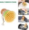 Bamboo Dish Brush, Scrub Brush for Dishes Pots Pans Kitchen Sink Cast Iron Skillet Cleaning, Pack of 2