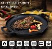 Cast Iron Grill Pan 12.6 inch Pre-Seasoned Cast Iron Griddle Pan Dual Handles Cast Iron Skillets for BBQ Round Cast Iron Griddle for any Stove Top an
