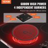 VEVOR Electric Cooktop, 24 inch 4 Burners Built-in Electric Stove Top, 6000W Ceramic Top Radiant Cooktop, with Glass Panel, Knob Control, 11 Heat Lev