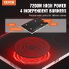 VEVOR Electric Cooktop, 30 inch 4 Burners Built-in Electric Stove Top, 7200W Ceramic Top Radiant Cooktop, with Glass Panel, Knob Control, 11 Heat Lev