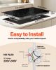 VEVOR Electric Cooktop, 36 inch 5 Burners Built-in Electric Stove Top, 8600W Ceramic Top Radiant Cooktop with Glass Panel, Touch Control, Timer, Chil