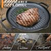 Cast Iron Grill Pan 12.6 inch Pre-Seasoned Cast Iron Griddle Pan Dual Handles Cast Iron Skillets for BBQ Round Cast Iron Griddle for any Stove Top an