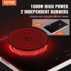 VEVOR Electric Cooktop, 24 inch 2 Burners Built-in Electric Stove Top, 1800W Ceramic Top Radiant Cooktop with Glass Panel, Touch Control, Timer, Chil