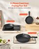 VEVOR Cast Iron Skillet, 3-Piece Frying Pan Set (6, 8, 10 in), Heavy-Duty Skillets with Heat-Resistant Handle, Pre-Seasoned Chef's Pan, Kitchen Cookw