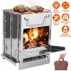 Foldable Camping Wood Burning Stove with Grill, Camp Stove Collapsible Backpacking Survival Stove Stainless Steel Campfire Stove for Outdoor Cooking