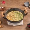 WANGYUANJI 13"Pancake Griddle with Wooden Handle, Cast Iron Skillet, Uncoated Pan for Home, Thickened Non-Stick Skillet, Multi-Purpose Skillet with W