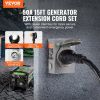 VEVOR 50 Amp Generator Cord and Power Inlet Box Kit, 15FT, NEMA 14-50P/SS2-50R STW 6/3+8/1 AWG Generator Power Cord with Twist Lock Connector, Pre-Dr