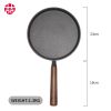 WANGYUANJI Cast Iron Pizza Pan 7.9", Uncoated Pancake Skillet for Indoor and Outdoor, Non-Stick Skillet with Wooden Handle, Handmade Pancakes, Pizza,