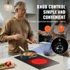 VEVOR Electric Cooktop, 12 inch 2 Burners Built-in Electric Stove Top, 1800W Ceramic Top Radiant Cooktop, with Glass Panel, Knob Control, 11 Heat Lev