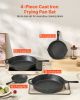 VEVOR Cast Iron Skillet, 4-Piece Frying Pan Set (6, 8, 10, 12 in), Skillets with Heat-Resistant Silicone Handle, Pre-Seasoned Chef's Pan, Kitchen Coo