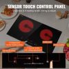VEVOR Electric Cooktop, 24 inch 2 Burners Built-in Electric Stove Top, 1800W Ceramic Top Radiant Cooktop with Glass Panel, Touch Control, Timer, Chil