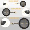 3 Skillet Bundle 6 inches and 8 inches with 10 inch Set of 3 Cast Iron Frying Pans Non-Stick Oven Safe Cookware Heat-Resistant Frying Pan--No shipmen