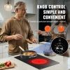 VEVOR Electric Cooktop, 12 inch 2 Burners Built-in Electric Stove Top, 3000W Ceramic Top Radiant Cooktop, with Glass Panel, Knob Control, 11 Heat Lev