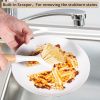 Kitchen Dish & Cast Iron Brush with Scraper, [2 Pack] Skillet Scrub Cleaner with Handle, Kitchen Cleaning Scrubber for Dishes, Pots, Cast Iron Skille