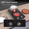Electric Radiant Cooktop Built-in 2 Burners 12 inch Electric Stove Top Knob Control 2100W 110V Kids Lock & Timer Hot Surface Indicator Overheat Prote