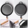 WANGYUANJI 11"Cast Iron Frying Pan, Non-stick Pan, Uncoated Pancake Skillet, Steak Frying Pan, with Wooden Handle, Household For All Stove, Free Stee