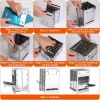 Foldable Camping Wood Burning Stove with Grill, Camp Stove Collapsible Backpacking Survival Stove Stainless Steel Campfire Stove for Outdoor Cooking