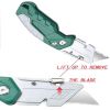 2pcs Utility Knife Set: Retractable Cutter (5 Blades) Folding Utility Knife PTR Plastic Handle Safety Lock Built-in Blade Storage (3 Blades) SK5 Shar