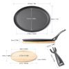 HAWOK Cast Iron Fajita pan with Bamboo Tray and Handle Set of 4