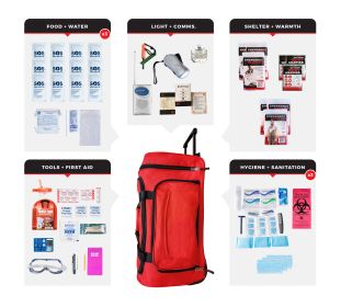 3 Person Essential Survival Kit (Option: Rolling Bag)