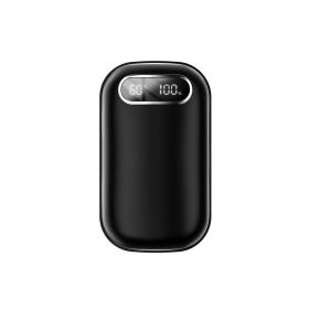 Large Capacity Double-sided Heating Digital Display USB Charging Portable Hand Warmer (Option: N25 Black-1PCS)