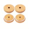 2/4pcs Bamboo Jar Lids With Straw Hole; Reusable Bamboo Jar Lids; Leak Proof Glass Canning Drinking Storage Jars; Canning Lids With Silicone Ring For