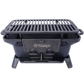 Oval Cast Iron Grill Outdoor, Portable Charcoal Grill and Tabletop Cast Iron Skillet - 100% Cast Iron, Enameled, Durable, Small Charcoal Grill, Campi (Color: as Pic)